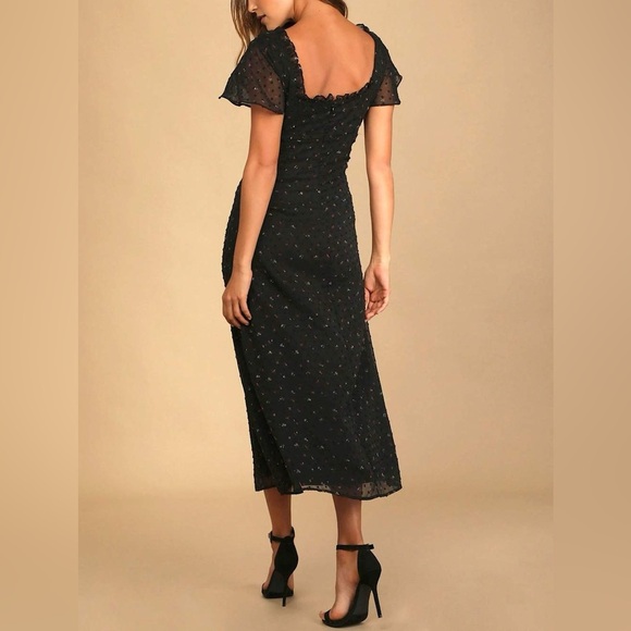 Lulus So Kiss Me Black Floral Print Swiss Dot Maxi Dress - Picture 4 of 12